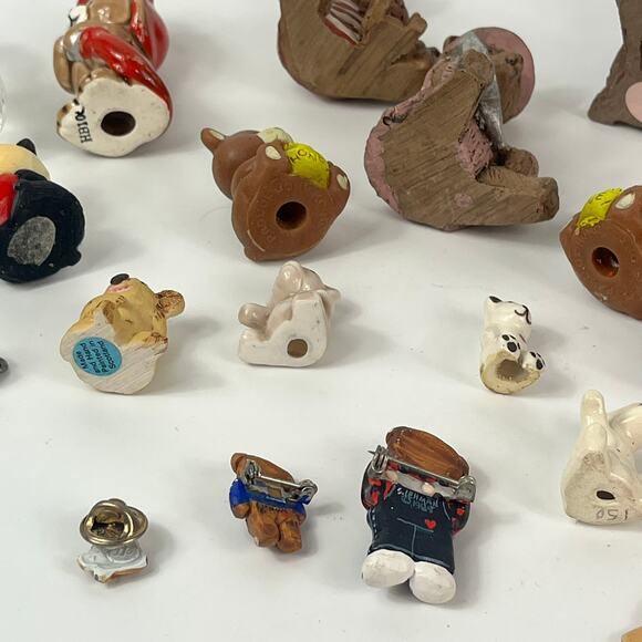 Miniature Teddy Bear Figurine Lot Bundle Glass Clay Porcelain Handmade Signed - Picture 5 of 10